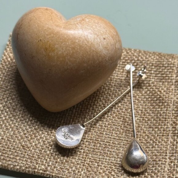 Handmade Sterling Silver Long Drop Earrings - Picture 3 of 4